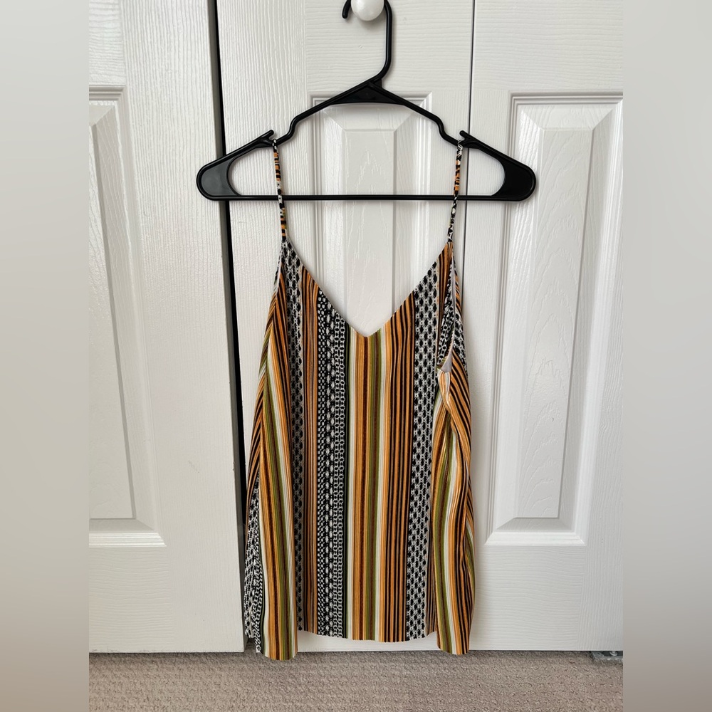 ISO GREEK Islands Striped Women’s Camisole Tanktop NWOT Yellow Summer Gorgeous 🥰